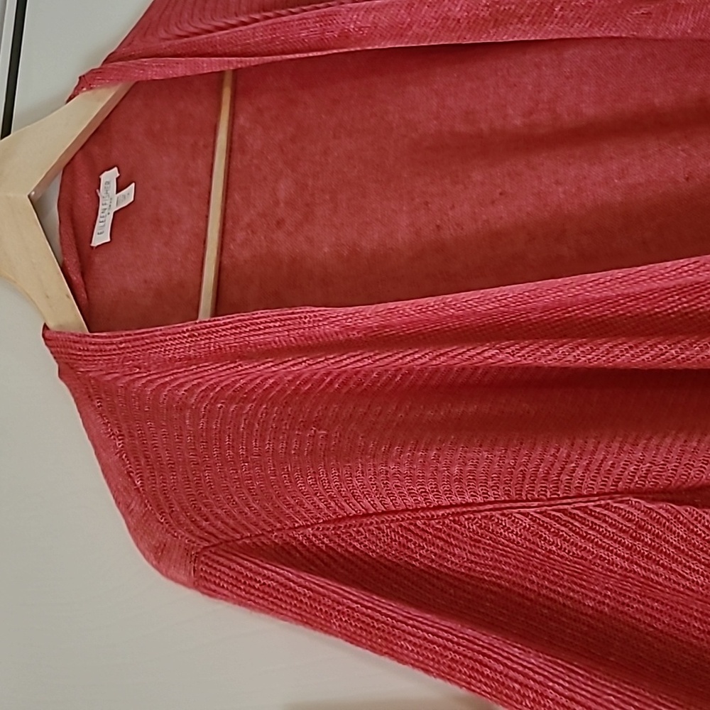 Eileen Fisher Women's 100% Linen Open Front Cardigan Salmon Pink Orange Size 1X - Picture 5 of 16